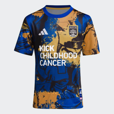 Youth Soccer Multi Austin FC Marvel MLS Kick Childhood Cancer Pre-Match Jersey Kids