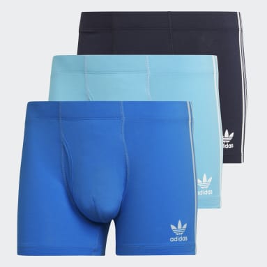 Men Originals Blue Comfort Flex Cotton 3-Stripes Trunk Briefs (3 pairs)