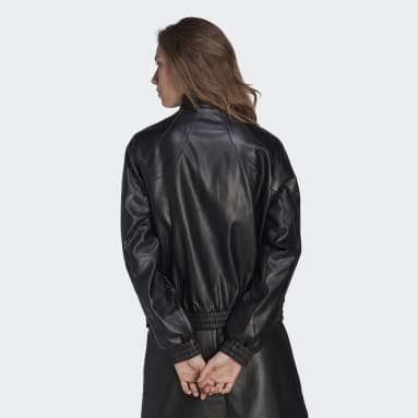 Women's Originals Black adicolor Trefoil Faux Leather Jacket