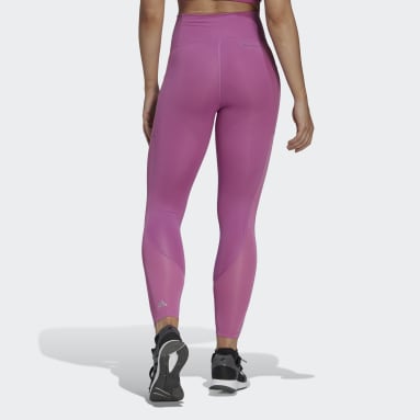 Women Gym & Training Purple Optime Training Shiny Full Length Leggings