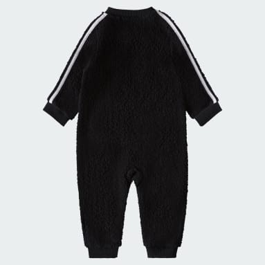 Infant & Toddler Training Black Long Sleeve 3-Stripe Coverall