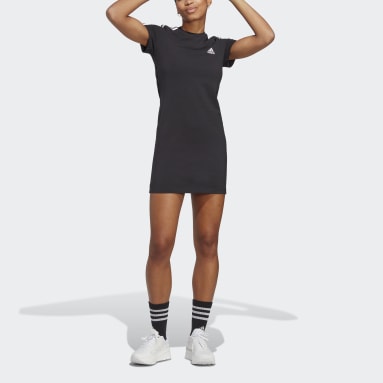 Robe t-shirt ajustée jersey 3 bandes Essentials Noir Femmes Sportswear
