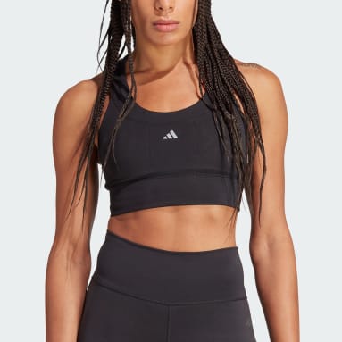 Buy Adidas women padded brand logo power react sports bra blue black Online