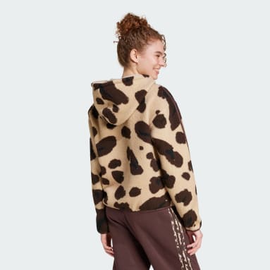Essentials 3-Stripes Animal Print High Pile Full-Zip Hoodie