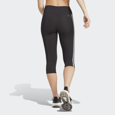 Ženy Tréning A Fitnes čierna Legíny Train Essentials 3-Stripes High-Waisted 3/4