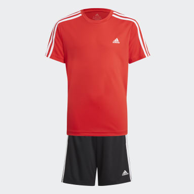 Boys Training Red DESIGNED TO MOVE TEE AND SHORTS SET