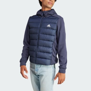 Men Sportswear Blue Essentials Hybrid Down Hooded Jacket