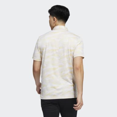 Horizon-Print Polo Shirt Bialy