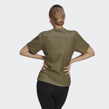 Women Lifestyle Green Two-Colored Ribbed Tee