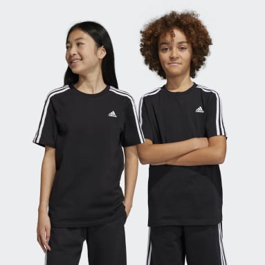 Kinderen Sportswear zwart Essentials 3-Stripes Katoenen T-shirt