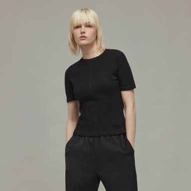 Women y_3 Black FITTED SS TEE