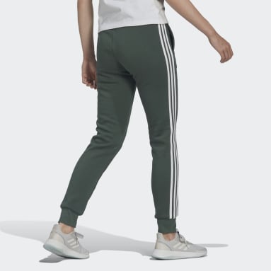 Pantaloni Essentials Fleece 3-Stripes Verde Donna Sportswear