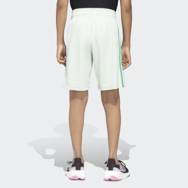 Girls Training Green SPORTS PERFORMANCE 3 STRIPES SHORTS