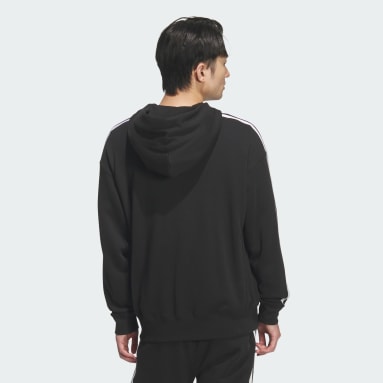 에센셜 플러스 루즈 핏 3-스트라이프 프렌치 테리 전장 지퍼 후디