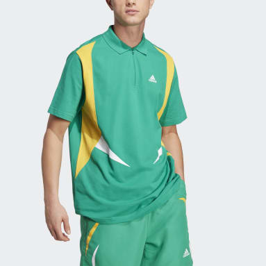 Men Sportswear Green Colourblock Polo Shirt Tee
