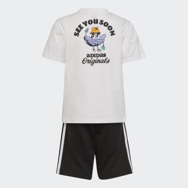 Kids Originals White Trefoil Shorts and Tee Set