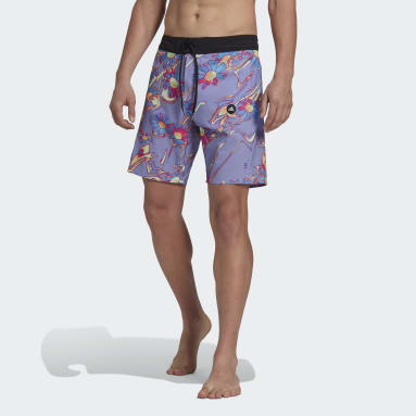 Men Swimming Purple Positivisea Classic Length Graphic Board Shorts