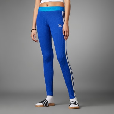 adidas Logo Waistband Tights - Blue, Women's Lifestyle