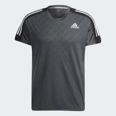 Camiseta Own The Run 3 Rayas Gris Hombre Running