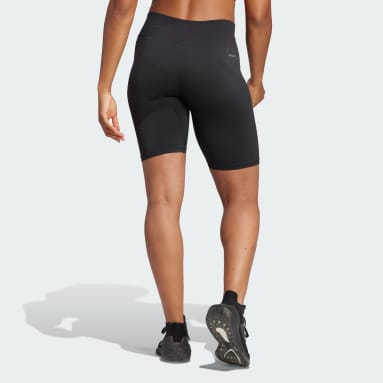 Mallas Cortas de Entrenamiento sin Costuras y con Corte Alto Negro Mujer Training