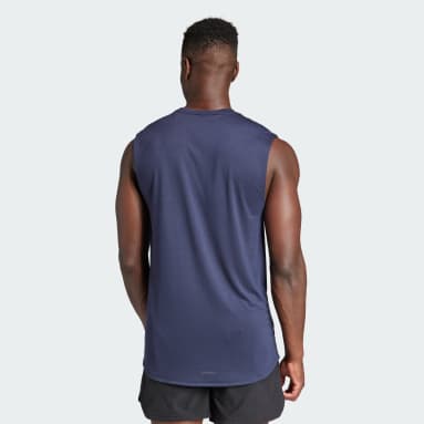 Men's Sleeveless Running Tank Top |  Azure Blue / XL