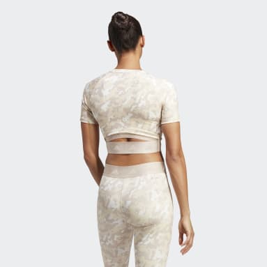 Ženy Cvičení A Trénink hnědá Tričko Techfit Camo Print Crop Training
