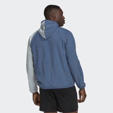 Sweat-shirt à capuche de survêtement à demi-zip Training Colourblock Bleu Hommes Fitness Et Training