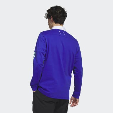 Men Golf Blue Adicross Long Sleeve Golf Polo Shirt