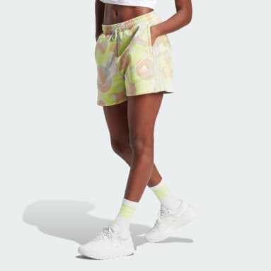Shorts Estampado Floral 3 Rayas Algodón Perchado Gris Mujer Sportswear