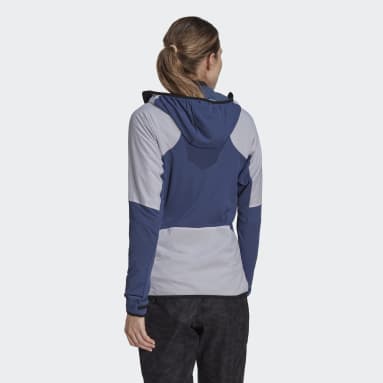 Women TERREX Blue Techrock Ultralight 1/2-Zip Hooded Fleece Jacket