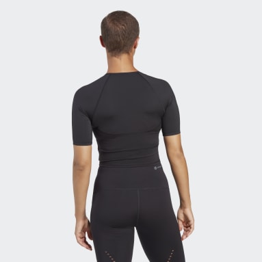 Dames Fitness En Training zwart Tailored HIIT HEAT.RDY Training Crop T-shirt