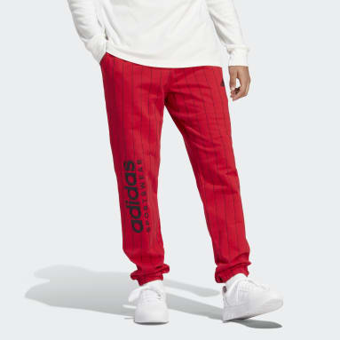 Men Sportswear Red Pinstripe Fleece Joggers