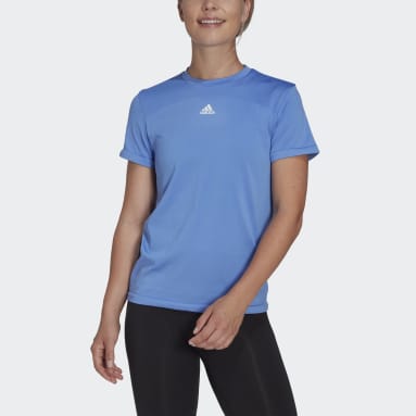 Women Gym & Training Blue adidas AEROKNIT Seamless Tee