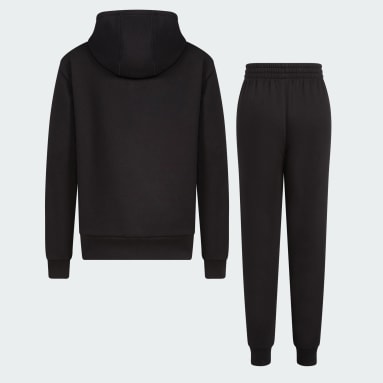 Youth Training Black Two-Piece Long Sleeve Hooded Pullover & Elastic Waistband Jogger Set