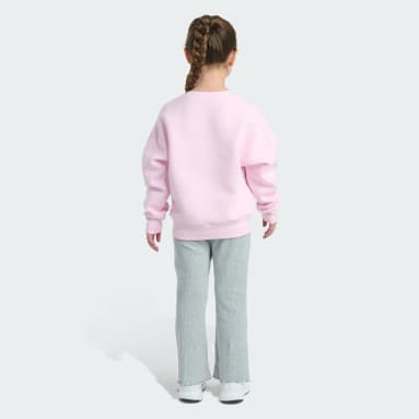 2-Piece Long Sleeve Crewneck Fleece Pullover & Ribbed Flare Pant Set