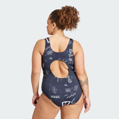 Frauen Sportswear Brand Love Franchise Badeanzug – Große Größen Schwarz