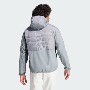 Men Outdoor Grey Essentials Insulated Hooded Hybrid Jacket