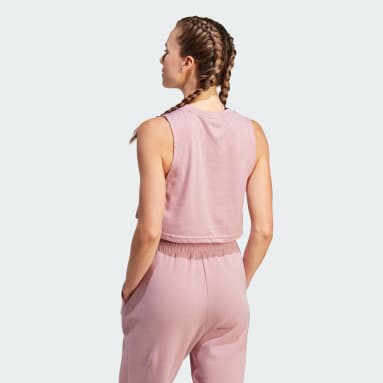 Train Essentials Train Cotton 3-Stripes Crop Tanktopp Rosa