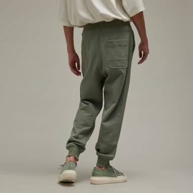 Men Y-3 Green Y-3 Organic Cotton Terry Cuffed Pants
