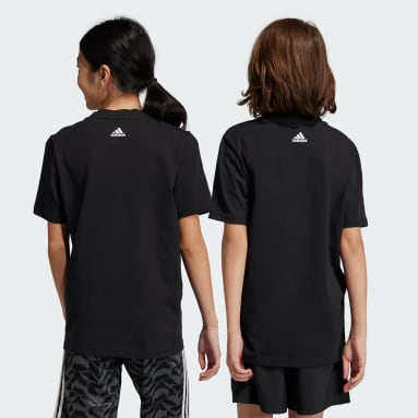 Playera Essentials Logo Lineal Algodón Negro Niño Sportswear