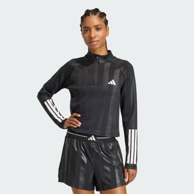 Hyperglam 3-Stripes Emboss 1/4 Zip Cover Up Track Top