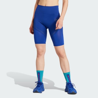 ผู้หญิง adidas by Stella McCartney สีน้ำเงิน กางเกงรัดรูปปั่นจักรยานเทรนนิง adidas by Stella McCartney TruePurpose Optime