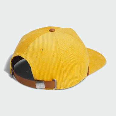 Men's Golf Yellow Corduroy Leather Five-Panel Rope Hat
