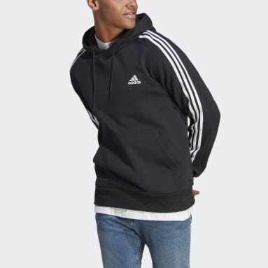 Sweat-shirt à capuche à 3 bandes en molleton Essentials noir Hommes Sportswear