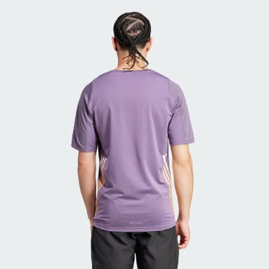 Camiseta Run Icons 3 Rayas Morado Hombre Running