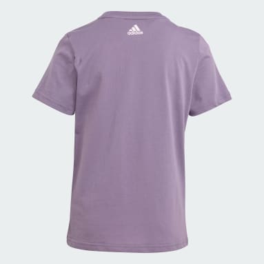 Girls Sportswear Purple Essentials Linear Logo Cotton Slim Fit Tee