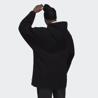 Frauen Sportswear Polar Fleece Long Kapuzenjacke Schwarz
