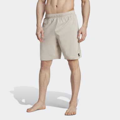 Men Swim Beige Solid CLX Classic-Length Swim Shorts