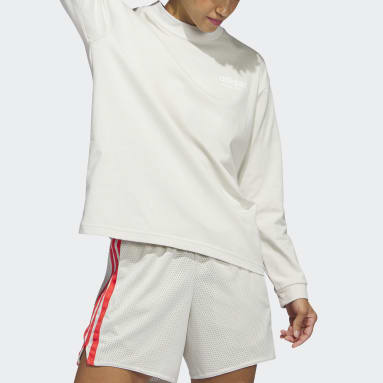 Women's Basketball Beige Select Mock Neck Long Sleeve Tee