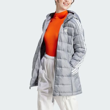 Ženy Sportswear Siva Parka Essentials 3-Stripes Light Down Hooded